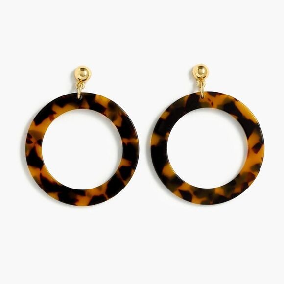 Jcrew oversized tortoise hoops earrings authentic jcrew not factory - Picture 2 of 4